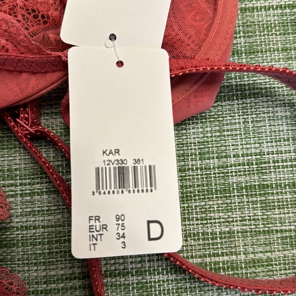 SIMONE PERELE Karma Demi-Cup Convertible Lace Bra. Deep Rose Size 34D NWT - Picture 7 of 10